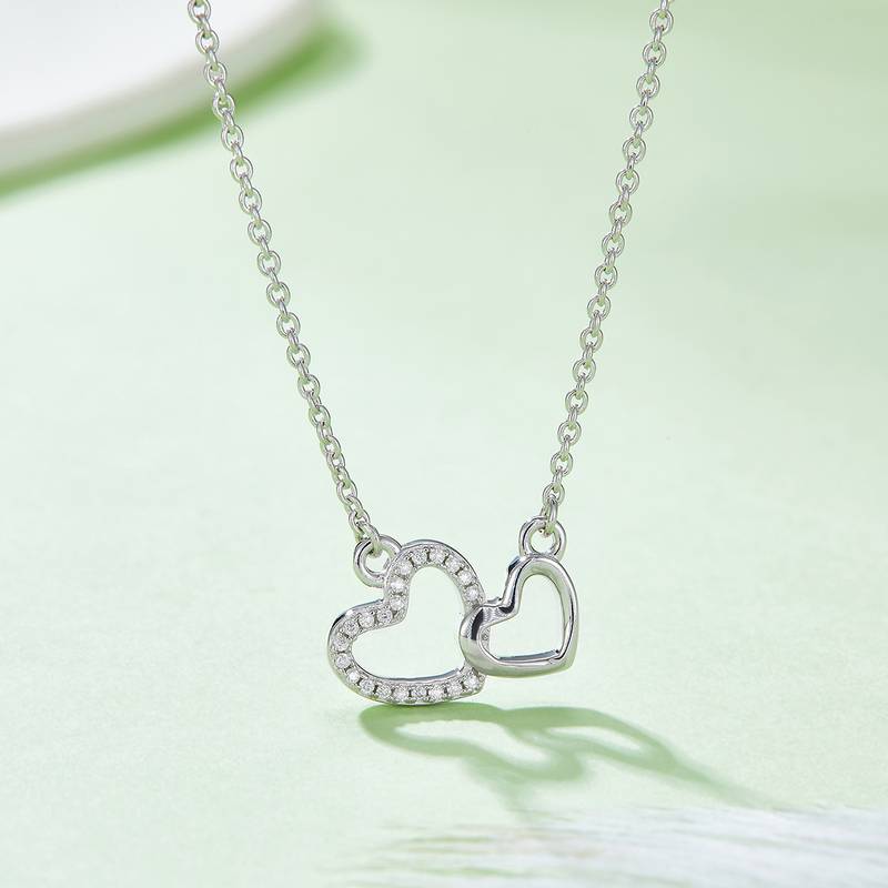 双芯爱心吊坠S925银莫桑钻厘石D级0.1CT